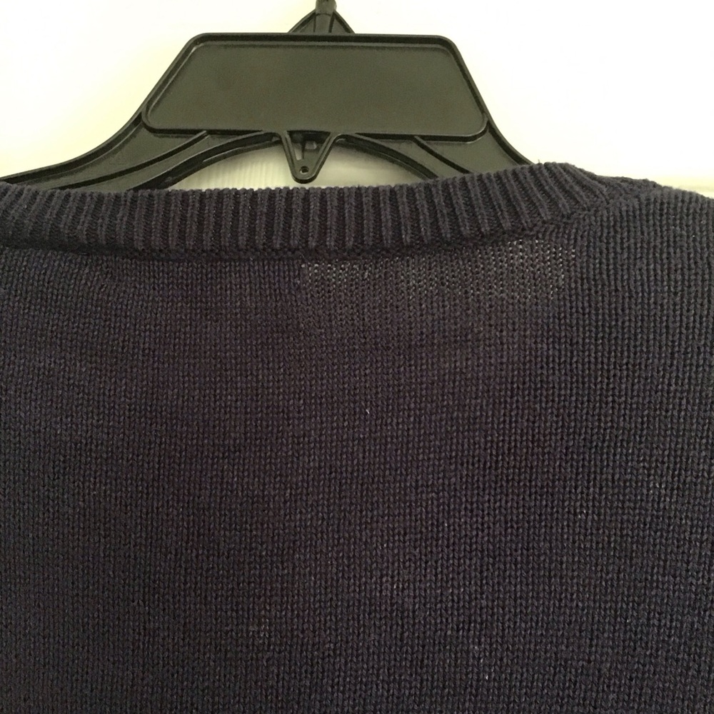 Liz Claiborne Long Sleeve Sweater V Neck Blue With Yellow Womens Large Pullover - Picture 9 of 10
